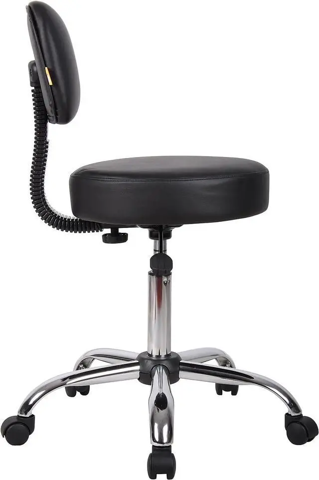 Alt view image 11 of 11 - BOSS Black Be Well Medical Spa Professional Adjustable Stool with Back Cushion (B245-BK)