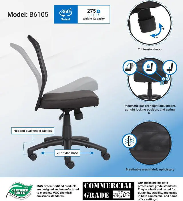 Alt view image 6 of 6 - BOSS Office Products B6105 Task Chairs