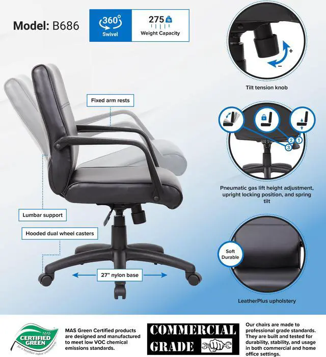 Alt view image 2 of 2 - BOSS Office Products B686 Executive Chairs