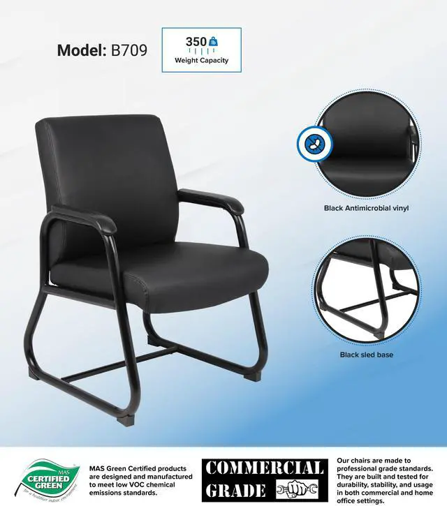 Alt view image 2 of 5 - BOSS Heavy Duty Antimicrobial Vinyl Guest Chair (B709)