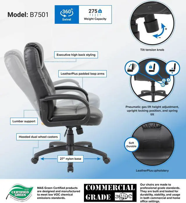 Alt view image 2 of 2 - BOSS Office Products B7501 Executive Chairs