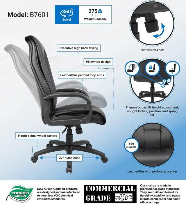 Alt view image 2 of 2 - BOSS Office Products B7601 Executive Chairs