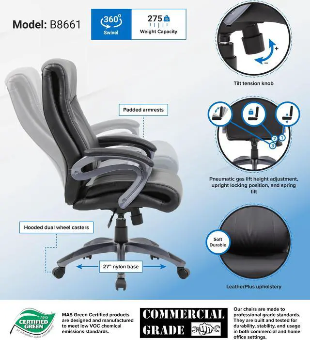 Alt view image 2 of 2 - BOSS Office Products B8661 Executive Chairs