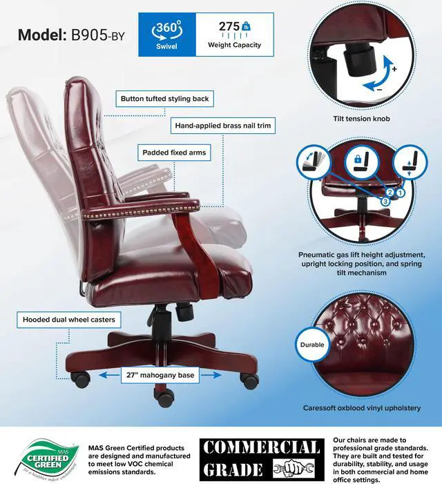 Alt view image 2 of 2 - BOSS Office Products B905-BY Executive Seating