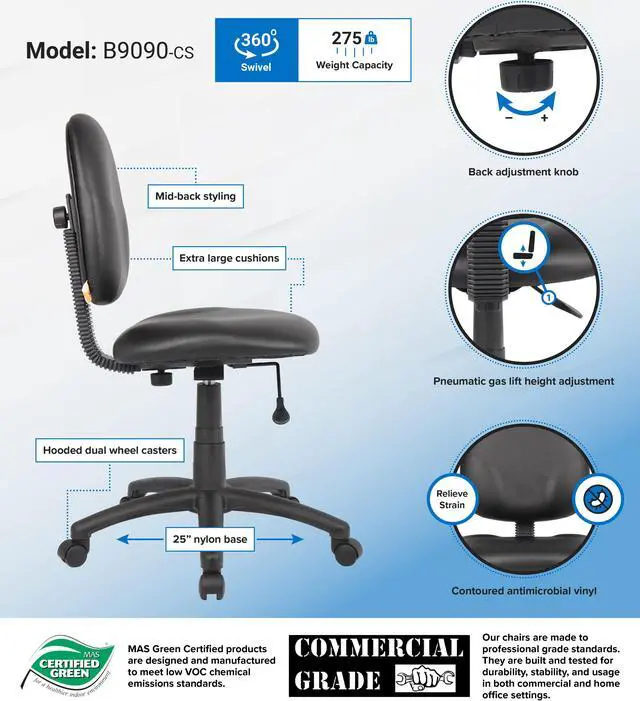 Alt view image 2 of 2 - BOSS Office Products B9090-CS Task Chairs
