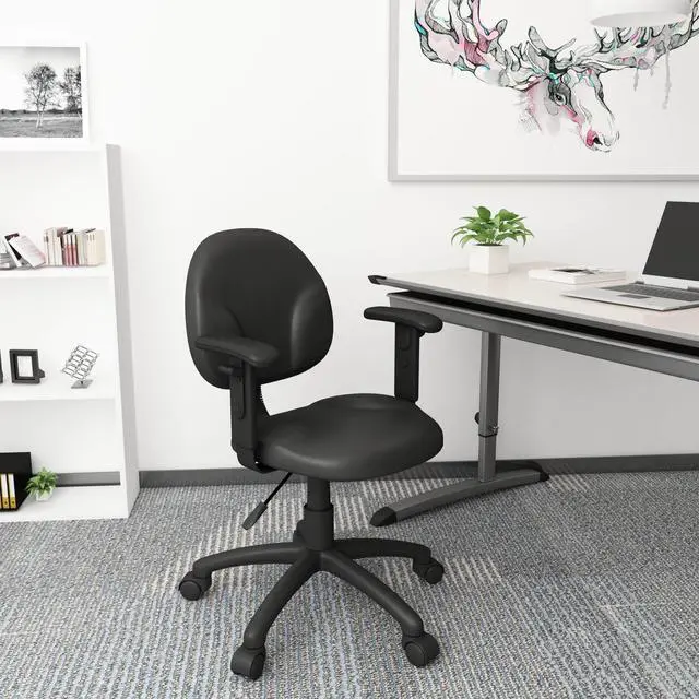 Alt view image 3 of 3 - BOSS Diamond Task Chair In Black Antimicrobial Vinyl W/ Adjustable Arms (B9091-CS)