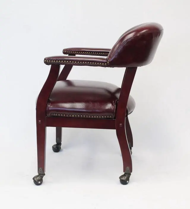 Alt view image 4 of 10 - BOSS Burgundy Captains Chair W/ Casters (B9545-BY)