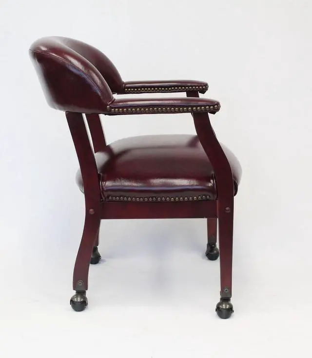 Alt view image 6 of 10 - BOSS Burgundy Captains Chair W/ Casters (B9545-BY)