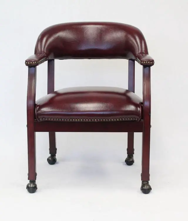 Alt view image 7 of 10 - BOSS Burgundy Captains Chair W/ Casters (B9545-BY)