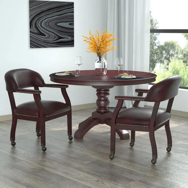 Alt view image 8 of 10 - BOSS Burgundy Captains Chair W/ Casters (B9545-BY)