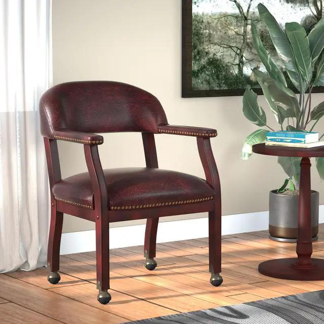 Alt view image 9 of 10 - BOSS Burgundy Captains Chair W/ Casters (B9545-BY)