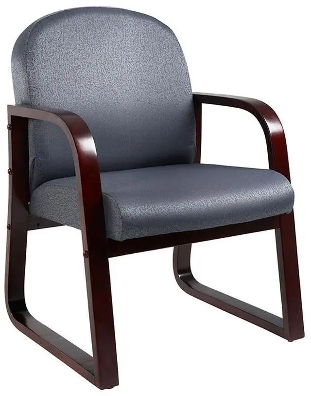 Alt view image 2 of 8 - BOSS Grey Fabric with Mahogany Wood Reception Chair (B9570-GY)