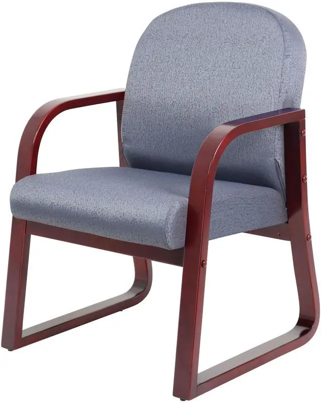 Alt view image 3 of 8 - BOSS Grey Fabric with Mahogany Wood Reception Chair (B9570-GY)