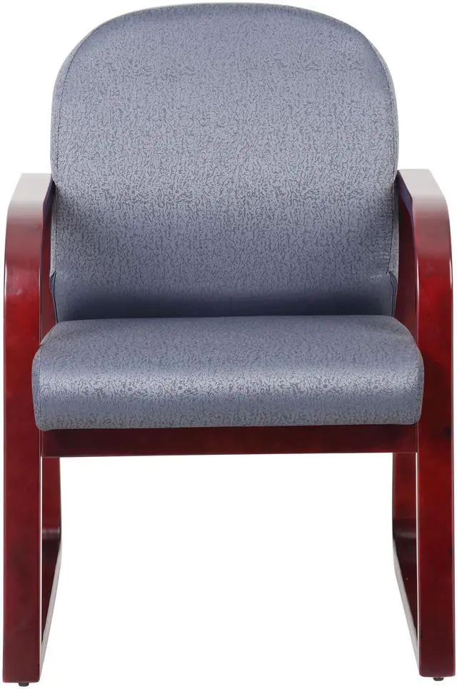 Alt view image 4 of 8 - BOSS Grey Fabric with Mahogany Wood Reception Chair (B9570-GY)