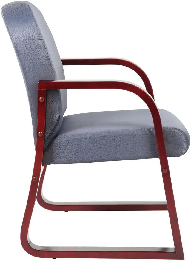 Alt view image 5 of 8 - BOSS Grey Fabric with Mahogany Wood Reception Chair (B9570-GY)
