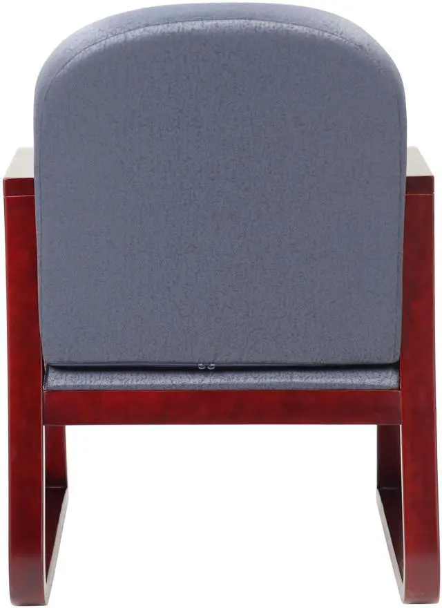 Alt view image 6 of 8 - BOSS Grey Fabric with Mahogany Wood Reception Chair (B9570-GY)