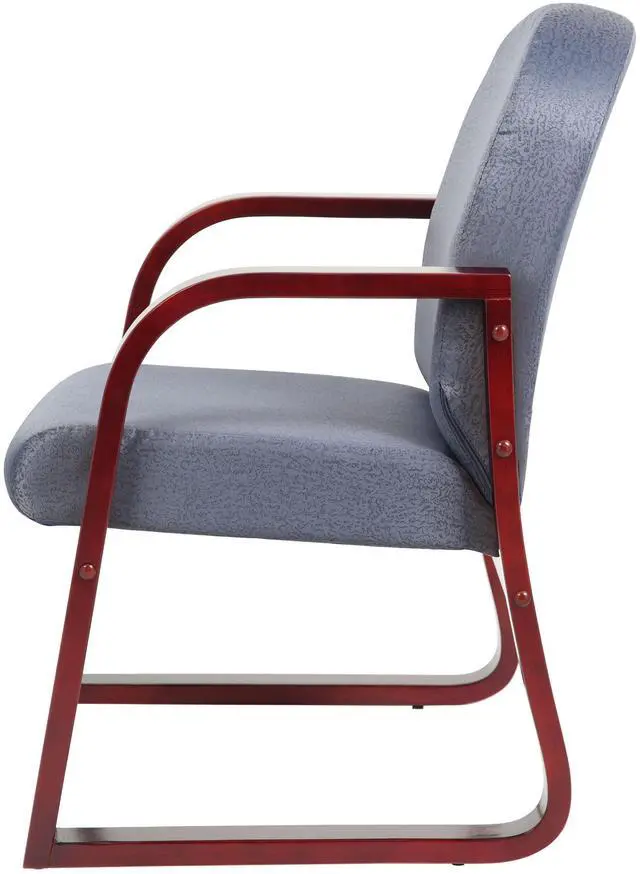 Alt view image 7 of 8 - BOSS Grey Fabric with Mahogany Wood Reception Chair (B9570-GY)