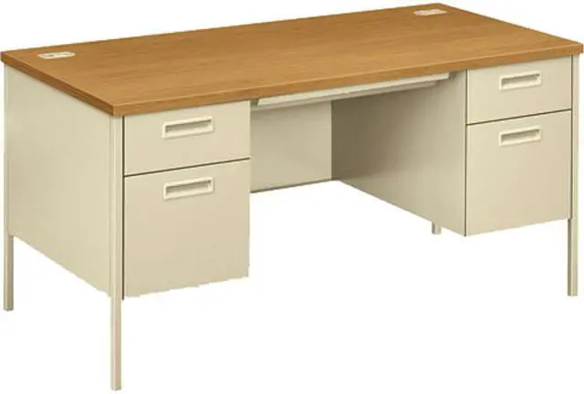 Main image of HON P3262CL Metro Classic Double Pedestal Desk, 60w x 30d x 29-1/2h, Harvest/Putty