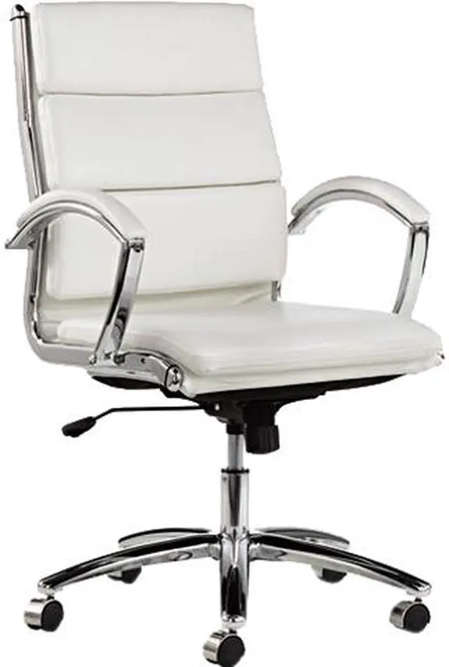 Main image of Alera Neratoli Series NR4206 (ALENR4206) Mid-Back Swivel/Tilt Chair, White Stain-Resistant Faux Leather, Chrome