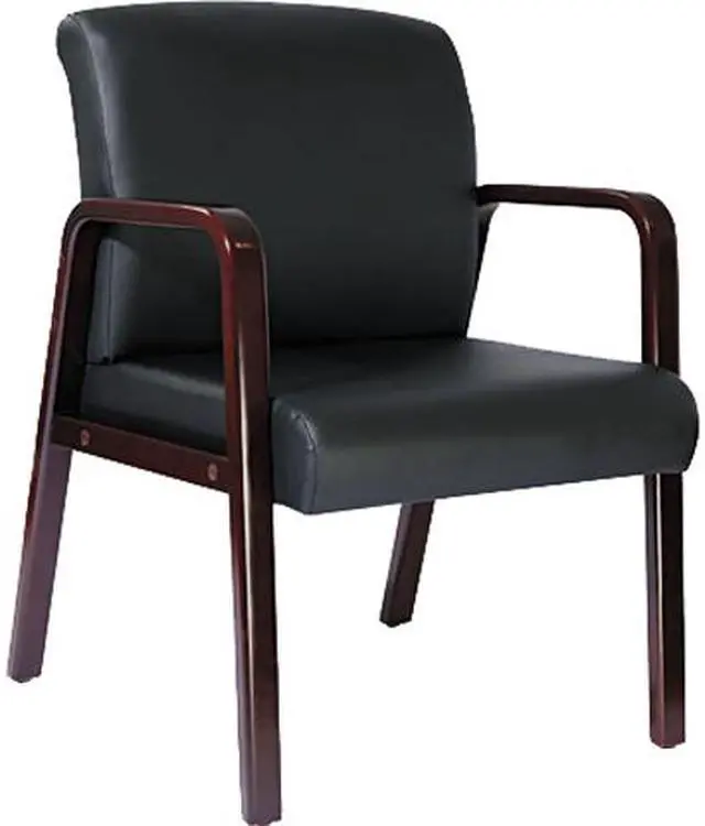 Main image of Alera Reception Lounge Series RL4319M (ALERL4319M)Guest Chair, Mahogany/Black Leather