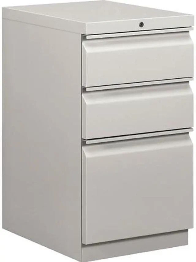 Main image of Alera ALEPBBBFLG Three-Drawer Pedestal File with Full-Length Pull, 27.75" x 14.96" x 19.29", Light Gray