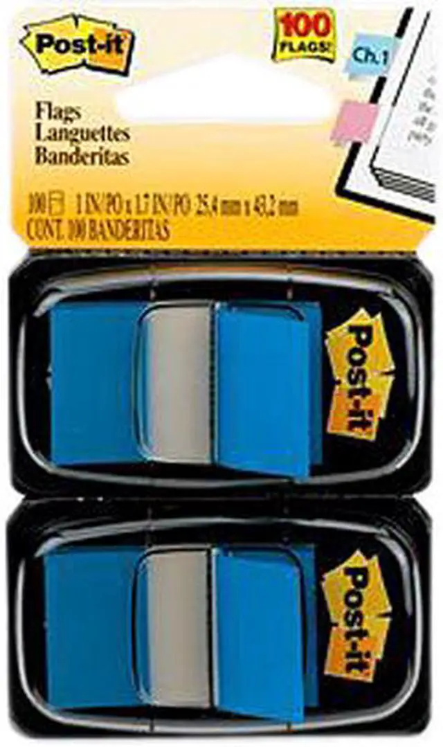 Alt view image 3 of 4 - Post-it 680-BB2 Flags, Blue, 1 in Wide, 50/Dispenser, 2 Dispensers/Pack