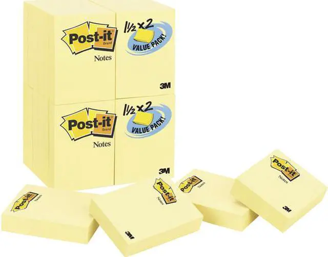 Alt view image 2 of 2 - Post-it 653-24VAD-B Notes Value Pack, 1 1/2" x 2" Canary Yellow, 100 Sheets/Pad, 24 Pads/Pack