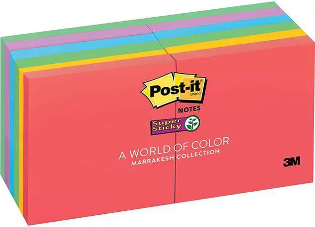 Main image of Post-it 654-12SSAN Super Sticky Notes, 3 in x 3 in, Marrakesh Collection, 12 Pads/Pack