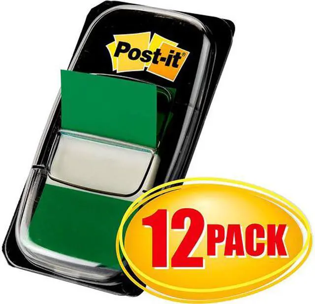 Main image of Post-it 680-GN12 Flags Value Pack, Green, 1 in. Wide, 50/Dispenser, 12 Dispensers/Pack
