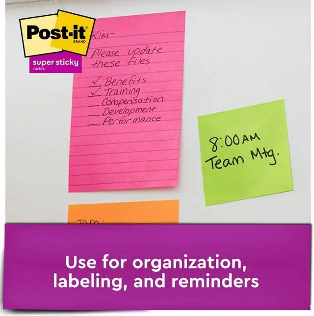 Alt view image 3 of 3 - 3M 66024SSMIACP Super Sticky 4" x 6" List Notes, Rectangle, 45 Sheets per Pad, Multicolor, Sticky, 24 / Pack