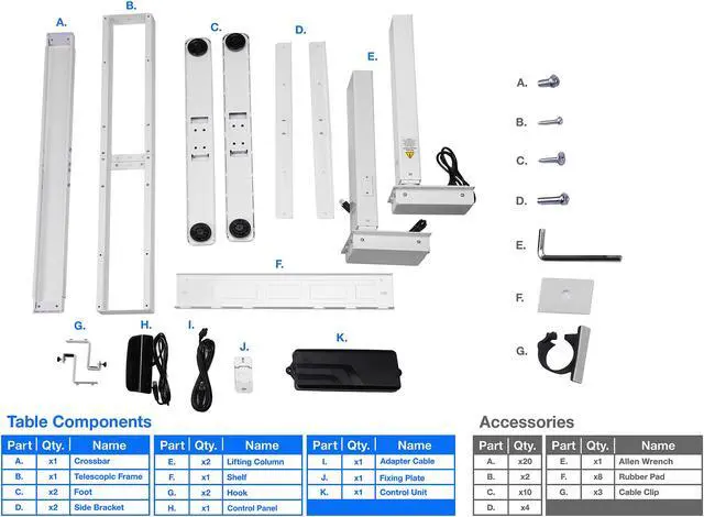 Alt view image 8 of 9 - Rosewill Electric Standing Desk Frame & Wood Table Top w/ Height Adjustable Sit Stand Modes, Silent Dual Motors, Memory Settings, Sturdy & Supports up to 220 lbs, Easy Assembly - RSD10