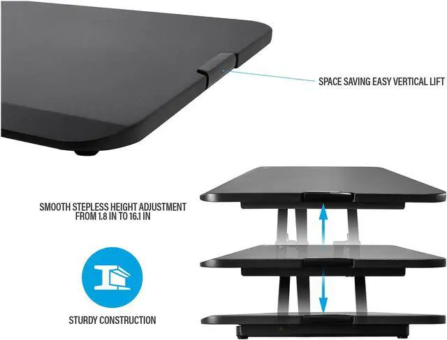 Alt view image 4 of 5 - Rosewill RMS-19044 Height Adjustable Standing Desk Riser Monitor Stand, 29-Inch Pre-Assembled Slim Portable Sturdy Desktop Computer Laptop Stand, Ergonomic Sit to Stand Office Workstation