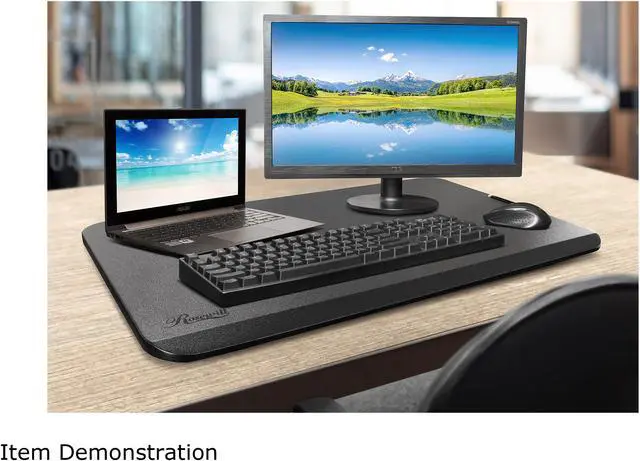 Alt view image 5 of 5 - Rosewill RMS-19044 Height Adjustable Standing Desk Riser Monitor Stand, 29-Inch Pre-Assembled Slim Portable Sturdy Desktop Computer Laptop Stand, Ergonomic Sit to Stand Office Workstation