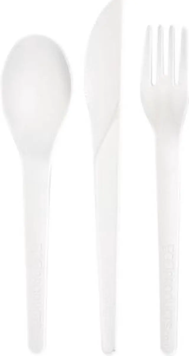 Main image of Eco-Products EP-S015 6" Renewable Plant-Based Plastic Plantware Compostable Cutlery Kits - White - 250/Case