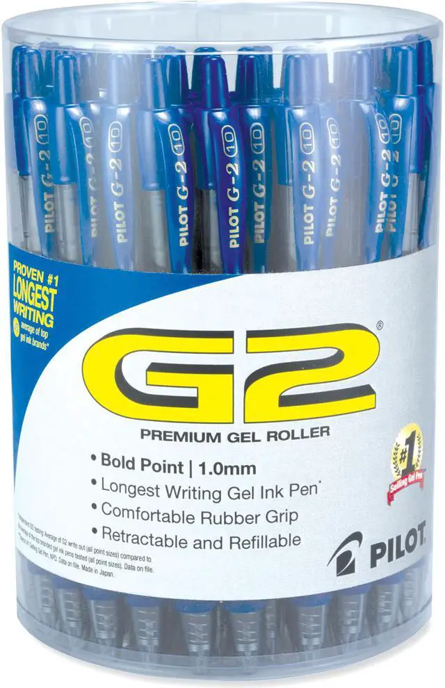 Alt view image 3 of 3 - Pilot Corporation PIL84099 G2 Premium Gel Pen Convenience Pack, Retractable, Bold 1 mm, Blue Ink, Smoke Barrel, 36/Pack