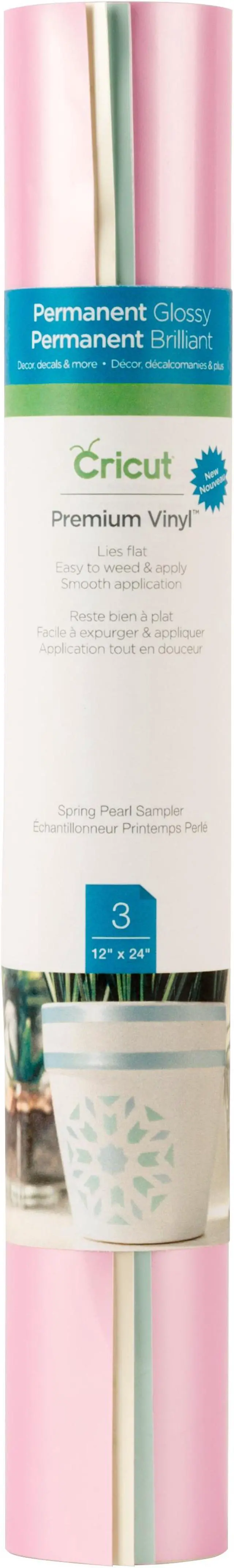 Main image of Cricut Premium Vinyl Pearl Metallic Sampler, Spring Permanent | 3 Sheets 12" x 24" 2005221