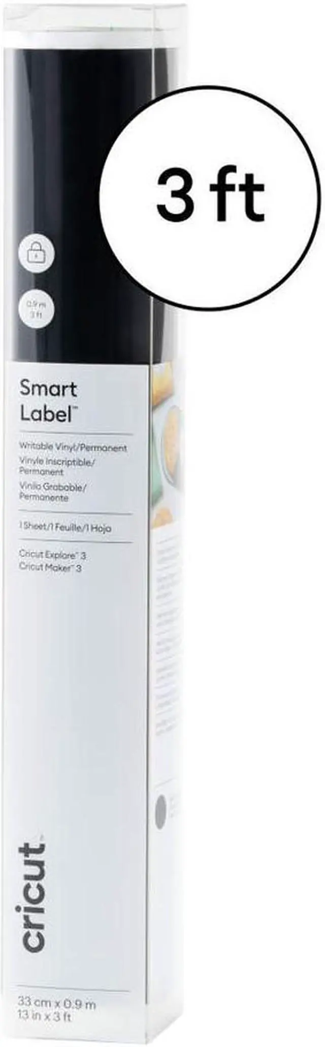 Main image of Cricut Smart Label Writable Vinyl - 13" x 3ft - Permanent Adhesive - Rectangle - Black  2009446