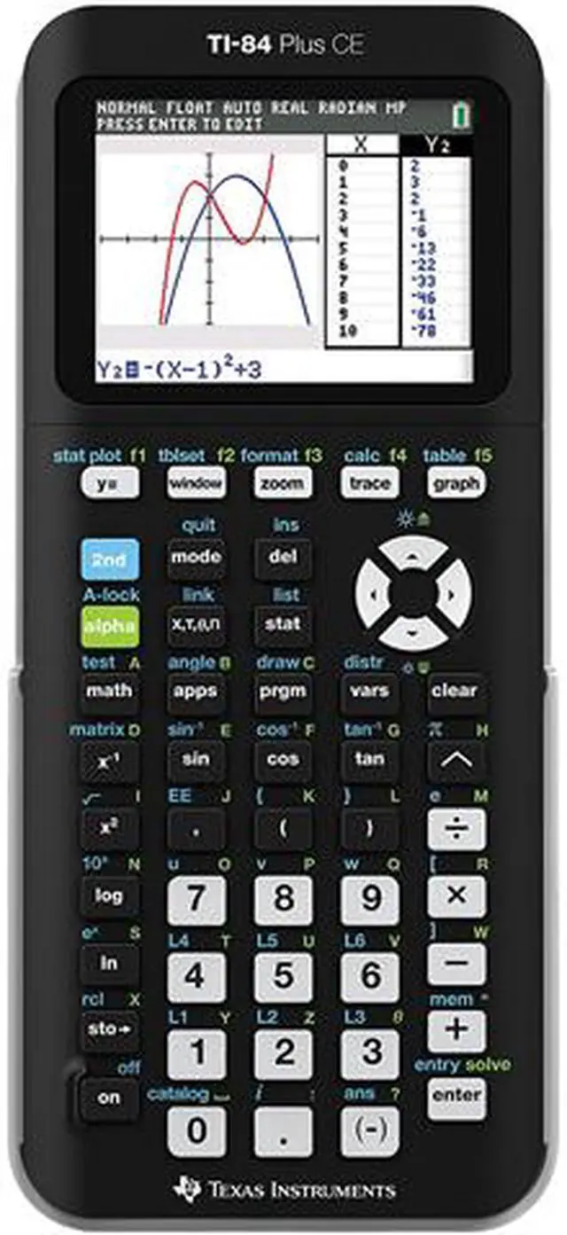 Main image of Texas Instruments 84PLCE/PWB/2L1/A TI84 Plus CE Graphing Calculator, Black