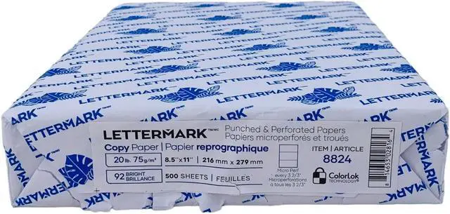 Alt view image 2 of 3 - Domtar Custom Cut-Sheet Copy Paper - 92 Bright - Micro-Perforated Every 3.66" - 20 lb Bond Weight - 8.5 x 11 - White, 500/Ream 8824
