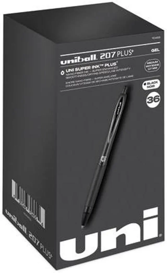 Alt view image 4 of 4 - uni-ball 70158 207 Plus+ Gel Pen, Retractable, Medium 0.7 mm, Black Ink, Black Barrel, 36/Pack