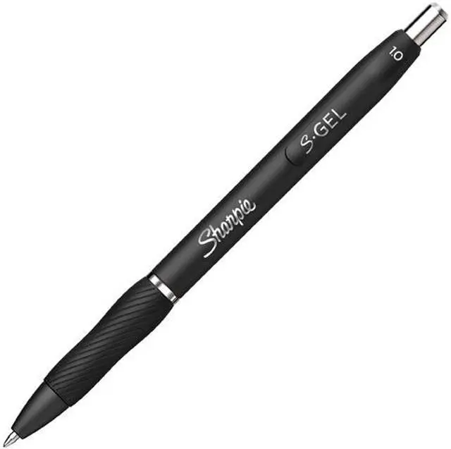 Main image of Sharpie 2096149 S-Gel Retractable Gel Pen, Bold 1 mm, Black Ink, Black Barrel, Dozen