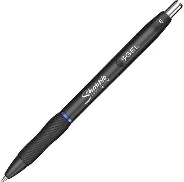 Main image of Sharpie 2096152 S-Gel Retractable Gel Pen, Medium 0.7 mm, Blue Ink, Black Barrel, Dozen