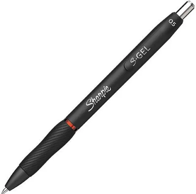 Main image of Sharpie 2096166 S-Gel Retractable Gel Pen, Fine 0.5 mm, Red Ink, Black Barrel, Dozen
