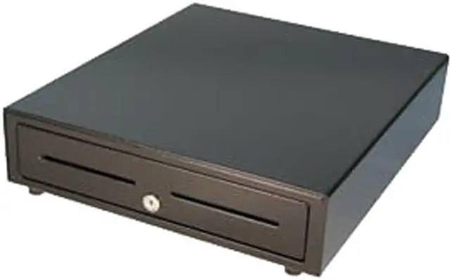 Main image of APG Vasario Series Standard Duty Cash Drawer, 16” x 18”, Dual Media Slots, Multipro 24V, Fixed 5X5 Till, Painted Front, Black, Requires Cable - VB320-BL1618