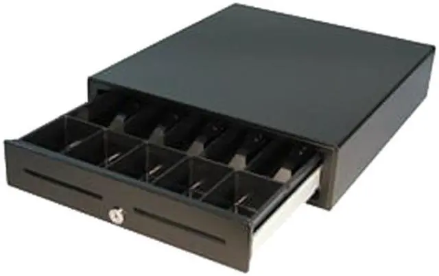 Alt view image 2 of 4 - APG Vasario Series Standard Duty Cash Drawer, 16” x 18”, Dual Media Slots, Multipro 24V, Fixed 5X5 Till, Painted Front, Black, Requires Cable - VB320-BL1618
