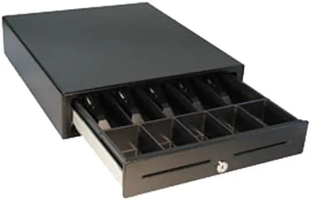 Alt view image 4 of 4 - APG Vasario Series Standard Duty Cash Drawer, 16” x 18”, Dual Media Slots, Multipro 24V, Fixed 5X5 Till, Painted Front, Black, Requires Cable - VB320-BL1618