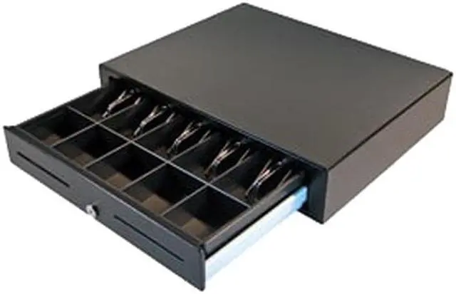 Alt view image 2 of 5 - APG Vasario Series Standard Duty Cash Drawer, 19” x 15”, Dual Media Slots, Multipro 24V, Fixed 5X5 Till, Painted Front, Black, Requires Cable - VB320-BL1915