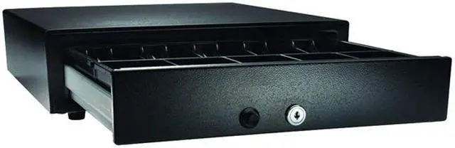 Alt view image 2 of 3 - APG Vasario Series Standard Duty Cash Drawer, 14” x 16”, No Media Slot, Manual, Push Button, Adjustable 4X5 Till, Painted Front, Black, No Cable Required - VP101-BL1416
