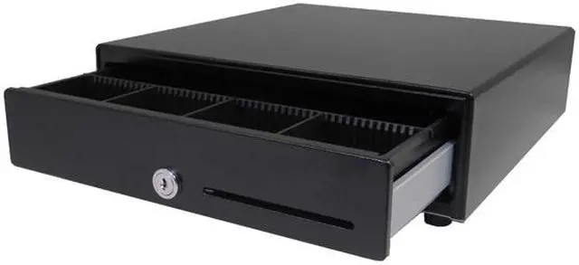 Alt view image 2 of 6 - APG Vasario Series Standard Duty Cash Drawer, 13” x 13”, Single Media Slot, Multipro 24V, Fixed 4x4 Till (US Currency), Painted Front, Black, Requires Cable - VB320-BL1313-B27