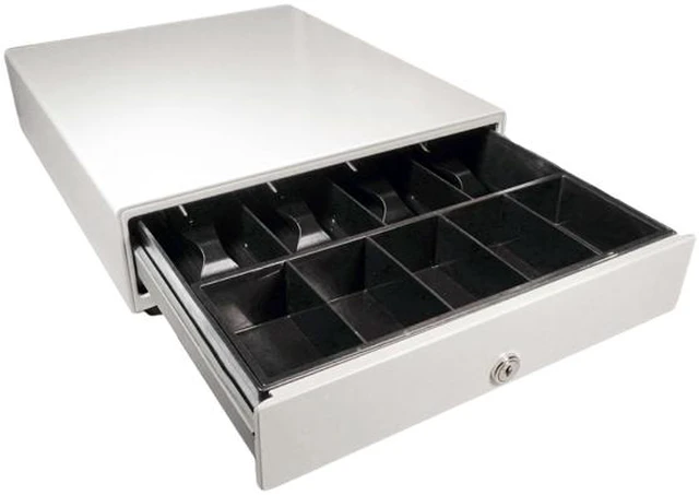 APG VP320-BL1416 Vasario Series Standard-Duty Cash Drawer – 24V MultiPRO 320 Interface, 13.8" X 16.3" X 4", Black, 5 Bill/5 Coin Tray